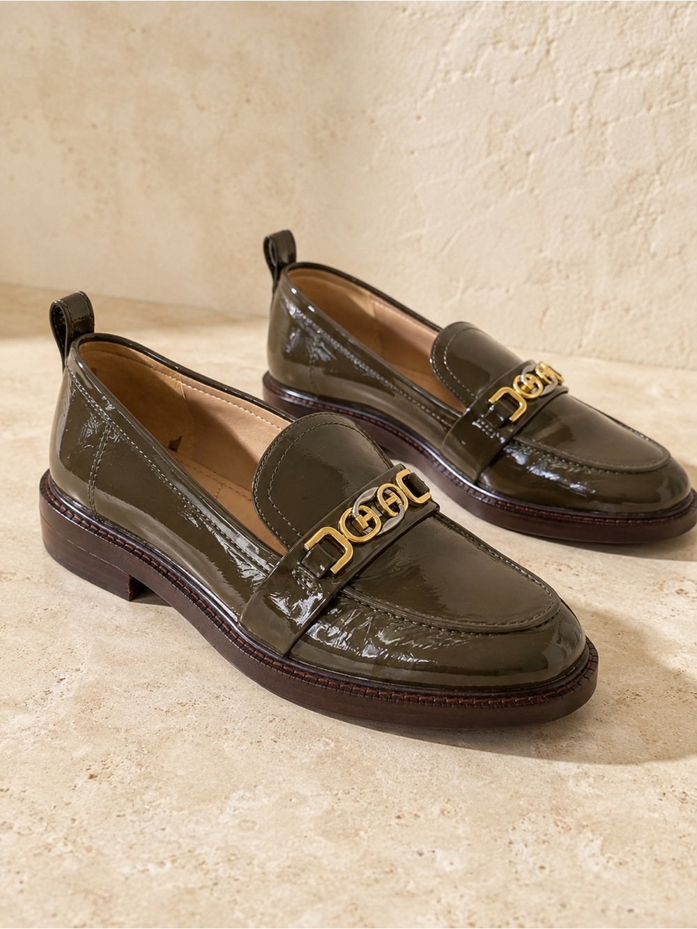 Sam Edelman Christy Patent Bit Loafers Olive Green Size 7 - Picture 15 of 15